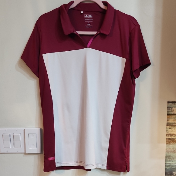 adidas Tops - Adidas Maroon Puremotion Golf Polo